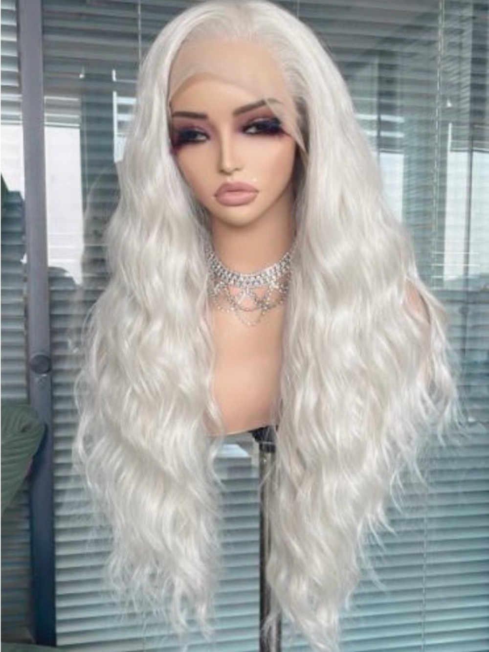 White Long Wavy Lace Front Wig - Premium Women Hair Futura Synthetic 13x6